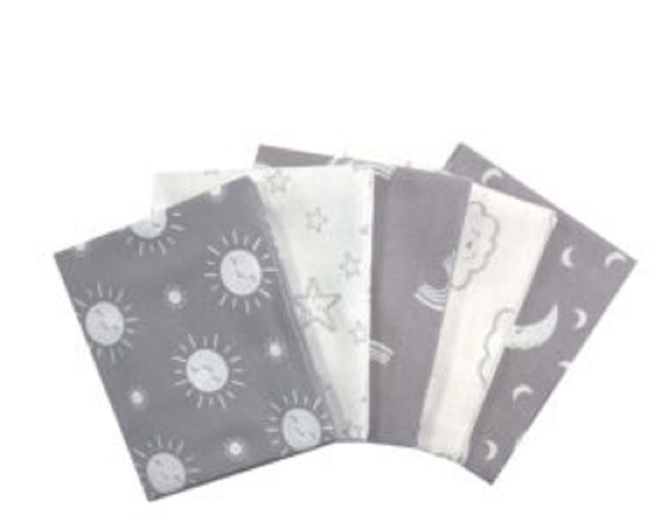 Craft Cotton Company 2847-00 The Sky Above in Grey 100% Cotton Fat Quarters Bundle 5 Pack